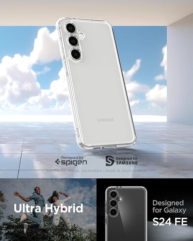 حافظة Spigen Ultra Hybrid مصممة لهاتف Galaxy S24 FE (2024) [مضادة للاصفرار]، شفافة كريستالية in Saudi Arabia