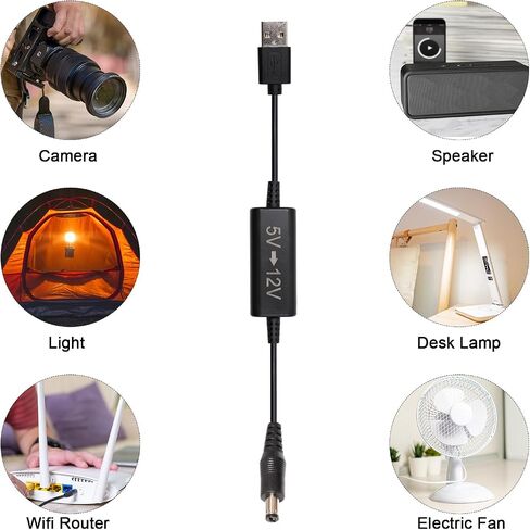 5V to 12V Step Up DC Converter,5V USB to 12V DC Step Up Cable - 5FT 1.2A Boost Voltage Transformer Power DC 5.5 * 2.1MM Converter,Compatible with Power Bank/CCTV System/Monitor/Camera/Speakers in Saudi Arabia