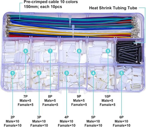 مجموعة متنوعة من موصلات كابلات JST الصغيرة الصغيرة، متوافقة مع موصل JST-ZH 1.5 الصغير 2P 3P 4P 5P 6P 7P 8P 9P 10P ذكر أنثى مع كابلات مجعدة مسبقًا 28AWG ممتازة (TC-ZH-MF) in Saudi Arabia