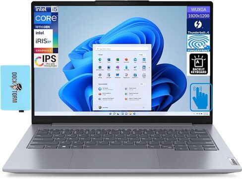 Lenovo ThinkBook 14 G6 Business Laptop 14.0 بوصة شاشة تعمل باللمس IPS WUXGA (Intel i5-1335U، 16GB DDR5، 512GB PCIe SSD، Backlit KYB، بصمة الإصبع، Thunderbolt 4، كاميرا ويب FHD، Win 11 P) مع محور DKZ in Saudi Arabia