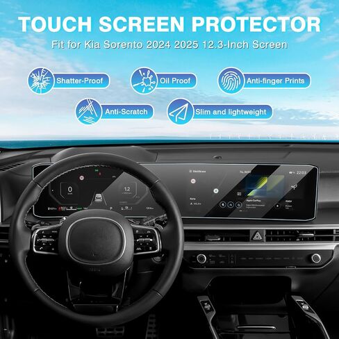 واقي شاشة Karltys Sorento لعام 2024 2025 Kia Sorento شاشة 12.3 بوصة، شاشة لمس 9H من الزجاج المقسى لملحقات Kia Sorento غطاء شاشة راديو فائق الوضوح مضاد للوهج ومضاد للخدش in Saudi Arabia