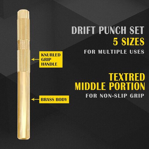 61360 Brass Drift Punch Set, 3/4-Inch 1/2-Inch 3/8-Inch 3/4'' 1/2'' 3/8'' Hand Tool Punches Tools for Home use in Kuwait