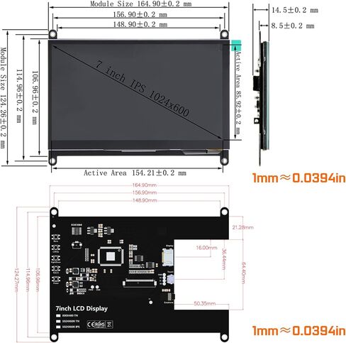 WOWNOVA 7" Computer Sensor Panel LCD Screen PC Temperature Monitor Display Secondary Screen, PC Accessories for PC Case, Compatible with Raspberry Pi and Windows 7/8/10/11 (Touch Screen) in Saudi Arabia