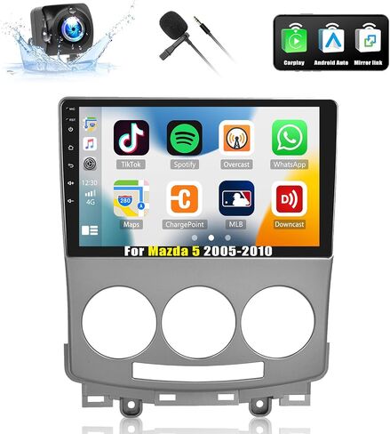 راديو ستيريو للسيارة 2G+32G Android 13 لسيارة Mazda 5 2005-2010، CarPlay اللاسلكي ونظام الملاحة GPS التلقائي بنظام Android، شاشة لمس عالية الدقة 9 بوصات بلوتوث مع وصلة مرآة 28UI WiFi/FM/RDS/SWC+كاميرا احتياطية وميكروفون in Saudi Arabia