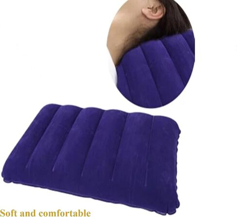 Ultralight Inflatable Camping Pillow Squared Flocked Fabric Air Pillow for Beach Hiking,Camping,Traveling,Napping,Desk Rest,Neck Lumbar Support Grey in Kuwait