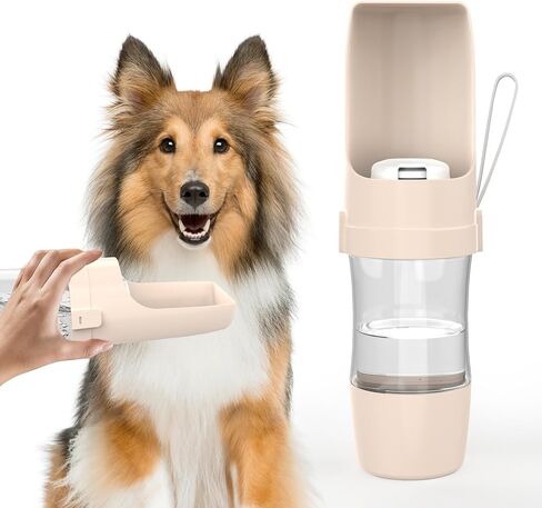 زجاجة مياه محمولة للكلاب - مياه للسفر قابلة للطي مع حاوية طعام، زجاجة مياه مضادة للتسرب وخفيفة الوزن للكلاب، عناصر إكسسوارات للكلاب، خفيفة الوزن ومريحة للاستخدام في الهواء الطلق (رمادي، صغير) in Kuwait