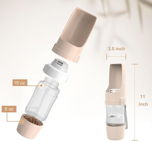 زجاجة مياه محمولة للكلاب - مياه للسفر قابلة للطي مع حاوية طعام، زجاجة مياه مضادة للتسرب وخفيفة الوزن للكلاب، عناصر إكسسوارات للكلاب، خفيفة الوزن ومريحة للاستخدام في الهواء الطلق (رمادي، صغير) in Kuwait