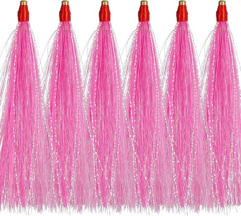 Fishing Teaser Lure Bucktail Teasers Saltwater Fishing Lures Flounder Rig Sliding Tube Fishing Bucktail Teaser Tail Trolling Skirt Lure for Cod Flounder Seabass in Kuwait
