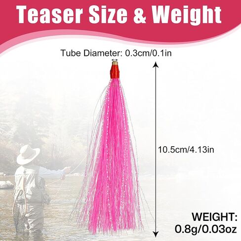 Fishing Teaser Lure Bucktail Teasers Saltwater Fishing Lures Flounder Rig Sliding Tube Fishing Bucktail Teaser Tail Trolling Skirt Lure for Cod Flounder Seabass in Kuwait