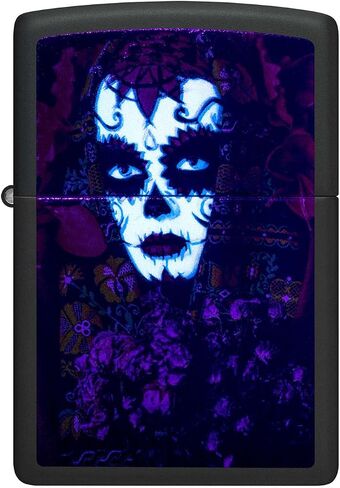 Zippo Lighter: Day of The Dead, Black Light - Black Matte 48652 in Saudi Arabia