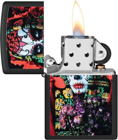 Zippo Lighter: Day of The Dead, Black Light - Black Matte 48652 in Saudi Arabia