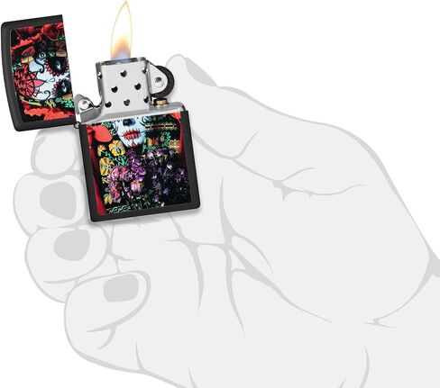 Zippo Lighter: Day of The Dead, Black Light - Black Matte 48652 in Saudi Arabia