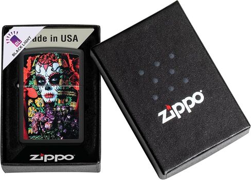 Zippo Lighter: Day of The Dead, Black Light - Black Matte 48652 in Saudi Arabia