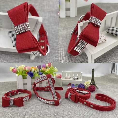 ربطة عنق للكلب وحزام ومجموعات الرصاص مجموعة مريحة وناعمة للكلاب من ديامانتي مع حزام ومقاود للكلاب - وردي - M in Kuwait