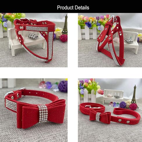 ربطة عنق للكلب وحزام ومجموعات الرصاص مجموعة مريحة وناعمة للكلاب من ديامانتي مع حزام ومقاود للكلاب - وردي - M in Kuwait