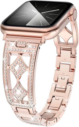 Delidigi Bling Diamond Band Compatible with Apple Watch Band 40mm 38mm 41mm 42mm 44mm 45mm 46mm 49mm for Women, Fashion Glitter Chain Bracelet Dressy Band for iWatch Ultra Series 10 9 8 7 6 SE 5 4 3 in Saudi Arabia
