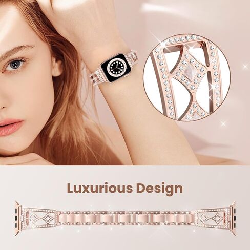 Delidigi Bling Diamond Band Compatible with Apple Watch Band 40mm 38mm 41mm 42mm 44mm 45mm 46mm 49mm for Women, Fashion Glitter Chain Bracelet Dressy Band for iWatch Ultra Series 10 9 8 7 6 SE 5 4 3 in Saudi Arabia