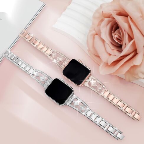 Delidigi Bling Diamond Band Compatible with Apple Watch Band 40mm 38mm 41mm 42mm 44mm 45mm 46mm 49mm for Women, Fashion Glitter Chain Bracelet Dressy Band for iWatch Ultra Series 10 9 8 7 6 SE 5 4 3 in Saudi Arabia