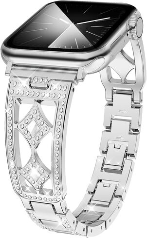 Delidigi Bling Diamond Band Compatible with Apple Watch Band 40mm 38mm 41mm 42mm 44mm 45mm 46mm 49mm for Women, Fashion Glitter Chain Bracelet Dressy Band for iWatch Ultra Series 10 9 8 7 6 SE 5 4 3 in Saudi Arabia