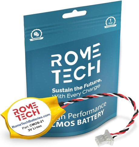 بطارية Rome Tech CMOS لجهاز Lenovo ThinkPad X60 X60s X61 X61s X200 X201 X201i X200s X200si - بطارية احتياطية للكمبيوتر المحمول BIOS RTC 3V CR2032 مع كابل 3 دبابيس و3 أسلاك (حزمة واحدة) in Saudi Arabia