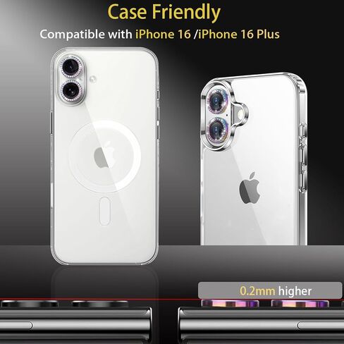واقي عدسة الكاميرا لهاتف iPhone 16 Pro وiPhone 16 Pro Max، واقي عدسة من الزجاج المقوى، غطاء كاميرا حلقي من سبائك الألومنيوم يناسب iPhone 16 Pro/16 Pro Max (ملون ماسي) in Kuwait