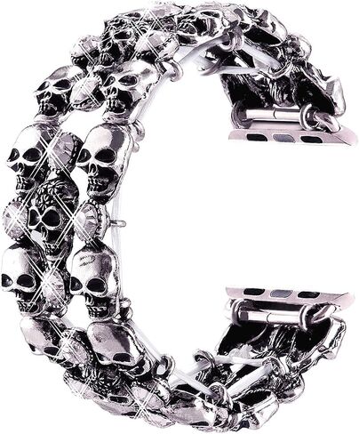 VIQIV Skull Bands Compatible with Apple Watch Ultra Band 38mm 40mm 41mm 42mm 44mm 45mm 49mm iWatch Series SE 9 8 7 6 5 4 3 2 1, Retro Stainless Steel Bracelet Metal Wristband Strap for Women Men in Saudi Arabia