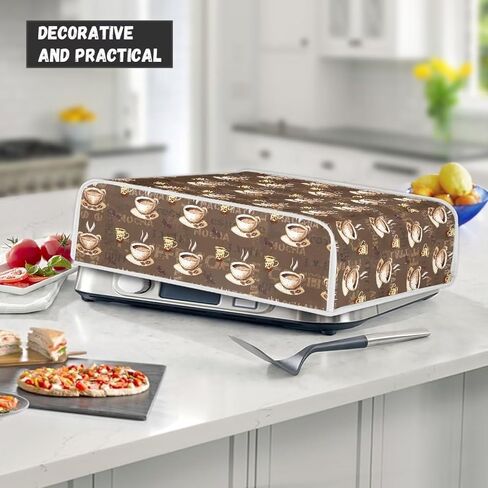 Coffee Pattern Electric Griddle Dust Cover Lightweight Small Kitchen Appliance Protector Fit for Pizza Maker Sandwich Maker Machine Washable Home Decor in Saudi Arabia