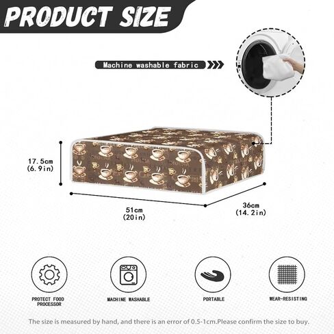 Coffee Pattern Electric Griddle Dust Cover Lightweight Small Kitchen Appliance Protector Fit for Pizza Maker Sandwich Maker Machine Washable Home Decor in Saudi Arabia
