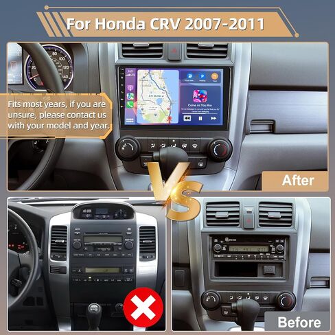 ستيريو سيارة Podofo لسيارة Honda CRV 2007 2008 2009 2010 2011 مع Apple CarPlay Android Auto، شاشة لمس 9 بوصة راديو بلوتوث صوت مع نظام تحديد المواقع العالمي (GPS) مرآة وصلة WiFi RDS Hi-Fi كاميرا احتياطية MIC in Saudi Arabia