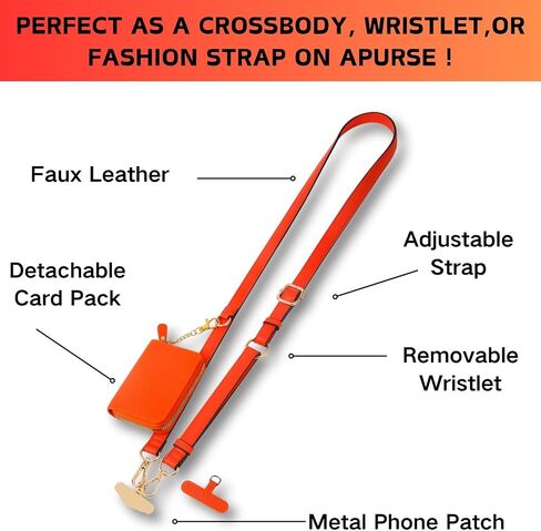 Clip And Go Strap For Phone With Wallet Crossbody Phone Lanyard Adjustable Wrist Strap Cell Phone Strap With Zippered Pouch in Saudi Arabia