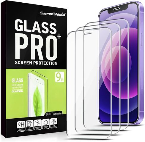 [3-Pack Screen Protector for iPhone 12/12 Pro Tempered Glass, 9H Hardness, Bubble Free, Easy to Install in Saudi Arabia