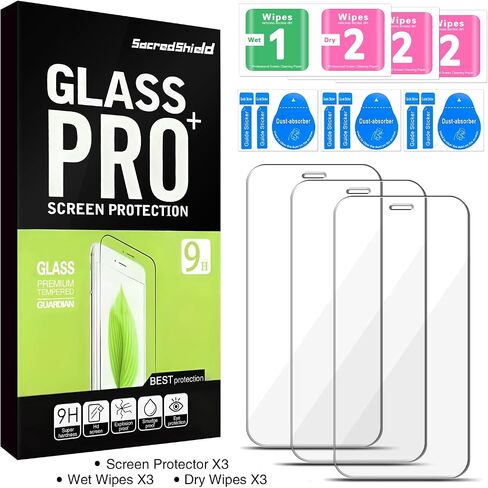 [3-Pack Screen Protector for iPhone 12/12 Pro Tempered Glass, 9H Hardness, Bubble Free, Easy to Install in Saudi Arabia