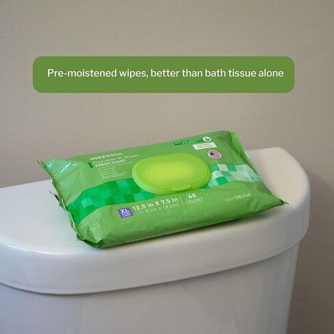 McKesson Flushable* Wet Wipes XL - Aloe & Vitamin E Formula, Gentle on Skin, Plant-Based Adult Cleansing Wipes - Unscented, 48 Wet Wipes per Pack, 48 Wipes, 1 Pack in Saudi Arabia