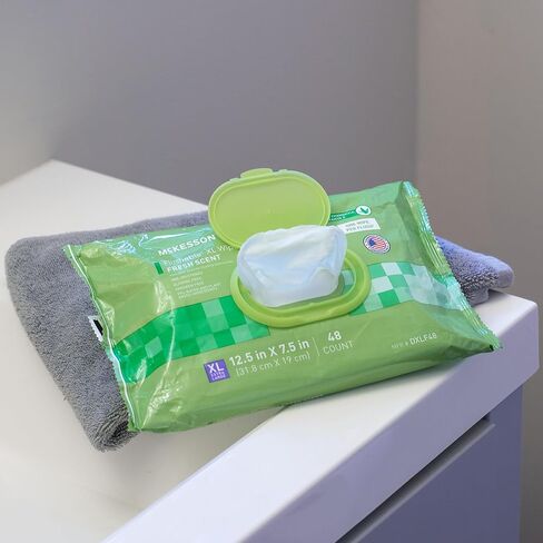 McKesson Flushable* Wet Wipes XL - Aloe & Vitamin E Formula, Gentle on Skin, Plant-Based Adult Cleansing Wipes - Unscented, 48 Wet Wipes per Pack, 48 Wipes, 1 Pack in Saudi Arabia