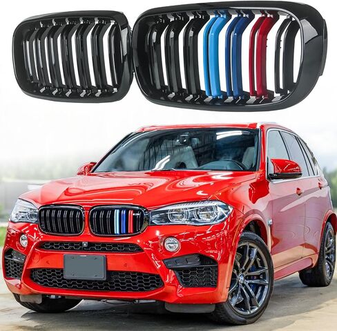 Double Slats Gloss Black M Style Front Kidney Grille Grill Compatible with 2014-2019 X5 F15 X6 F16 X5M F85 X6M F86 xDrive in Kuwait