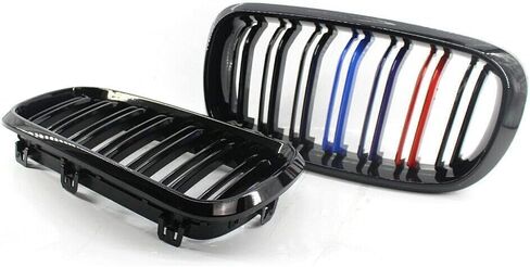 Double Slats Gloss Black M Style Front Kidney Grille Grill Compatible with 2014-2019 X5 F15 X6 F16 X5M F85 X6M F86 xDrive in Kuwait