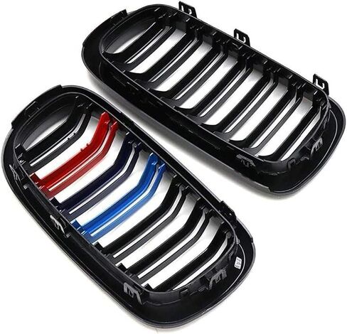 Double Slats Gloss Black M Style Front Kidney Grille Grill Compatible with 2014-2019 X5 F15 X6 F16 X5M F85 X6M F86 xDrive in Kuwait