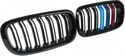Double Slats Gloss Black M Style Front Kidney Grille Grill Compatible with 2014-2019 X5 F15 X6 F16 X5M F85 X6M F86 xDrive in Kuwait