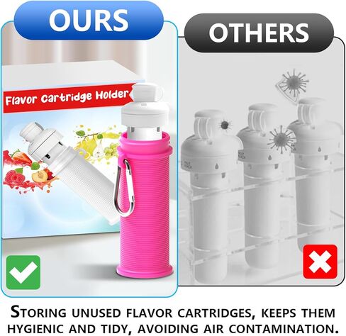 حامل خراطيش النكهات | متوافق مع زجاجات المياه المشهورة | تصميم مفرد | لتخزين النكهة البديلة (عبوة من قطعتين) in Kuwait