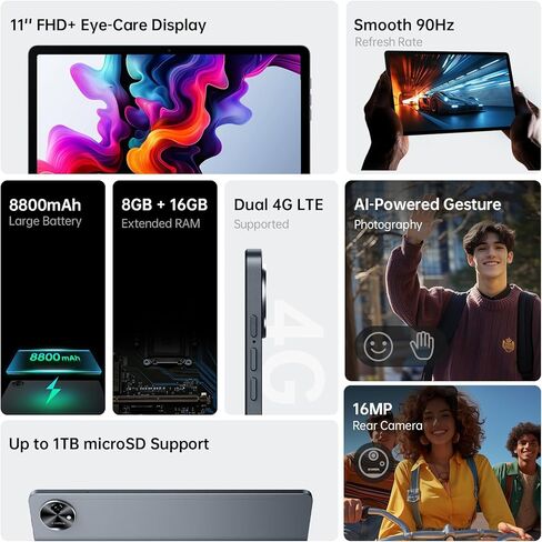 تابلت Black Shark Pad 6 بنظام تشغيل Android 14 مع تقنية 4G LTE، تابلت باللمس مقاس 11 بوصة FHD+ 90 هرتز، ذاكرة وصول عشوائي 8 جيجابايت + ذاكرة تخزين داخلية 256 جيجابايت، كاميرا خلفية 16 ميجابكسل، 8800 مللي أمبير في الساعة، واي فاي بلوتوث 5.1، ثنائي شريحة ال in Kuwait