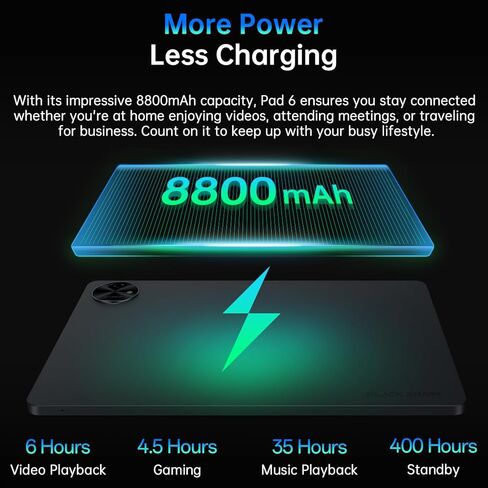 تابلت Black Shark Pad 6 بنظام تشغيل Android 14 مع تقنية 4G LTE، تابلت باللمس مقاس 11 بوصة FHD+ 90 هرتز، ذاكرة وصول عشوائي 8 جيجابايت + ذاكرة تخزين داخلية 256 جيجابايت، كاميرا خلفية 16 ميجابكسل، 8800 مللي أمبير في الساعة، واي فاي بلوتوث 5.1، ثنائي شريحة ال in Kuwait