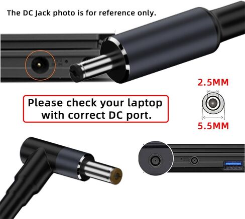 Cablecc USB-C Type C Input to DC 20V 5.5 * 2.1mm Output Power 100W 135W 140W 65W PD Charge Cable for Laptop in Saudi Arabia