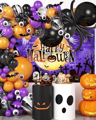 Mocsicka Happy Halloween خلفية عيد الهالوين راية اليقطين القمر الساحرة شبح قلعة مخيفة زخارف حفلة عيد ميلاد الهالوين (أرجواني) in Saudi Arabia