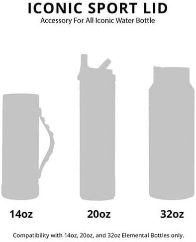 Elemental Iconic Sport Lid Replacement & Straw Pack, Fits all 14oz, 20oz, and 32oz Iconic Water Bottles - Lavender in Saudi Arabia