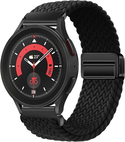 حزام مضفر قابل للتمدد متوافق مع ساعة Samsung Galaxy Watch 4 5 Pro 6 Band 40mm 44mm 45mm/Watch 6 Classic 43mm 47mm/Watch 4 Classic 42mm 46mm/Watch 3 41mm/Active 2,20mm سوار مغناطيسي رياضي للنساء والرجال in Kuwait