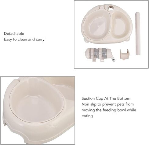 Standing Pet Water Dispenser, Automatic Pet Drinking Feeder, Automatic Cat Dog Waterer with Food Bowl, Height Adjustment, Portable and Detachable, Non Slip Base in Saudi Arabia