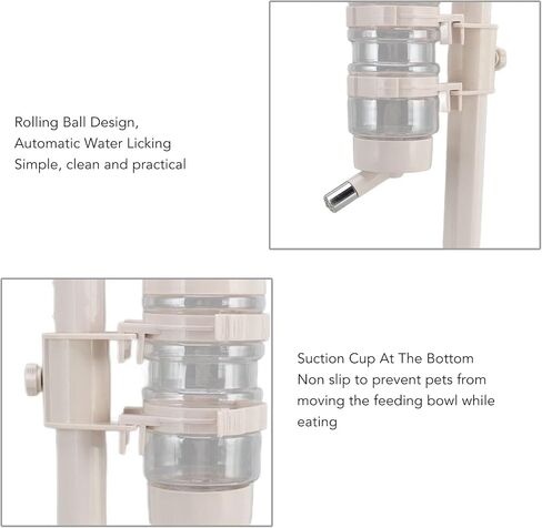 Standing Pet Water Dispenser, Automatic Pet Drinking Feeder, Automatic Cat Dog Waterer with Food Bowl, Height Adjustment, Portable and Detachable, Non Slip Base in Saudi Arabia
