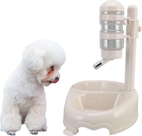 Standing Pet Water Dispenser, Automatic Pet Drinking Feeder, Automatic Cat Dog Waterer with Food Bowl, Height Adjustment, Portable and Detachable, Non Slip Base in Saudi Arabia