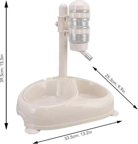 Standing Pet Water Dispenser, Automatic Pet Drinking Feeder, Automatic Cat Dog Waterer with Food Bowl, Height Adjustment, Portable and Detachable, Non Slip Base in Saudi Arabia