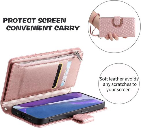 Phone Case for Samsung Galaxy Note 20 5G Wallet Cover with and Crossbody Wrist Strap Shoulder Strap 9+ Card Slots Zipper Purse Leather Stand Note20 Notes 20s Twenty Not S20 Women Men Pink in Saudi Arabia